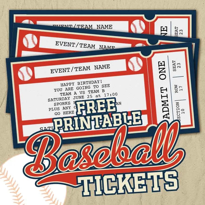 Free Printable Baseball Ticket Template