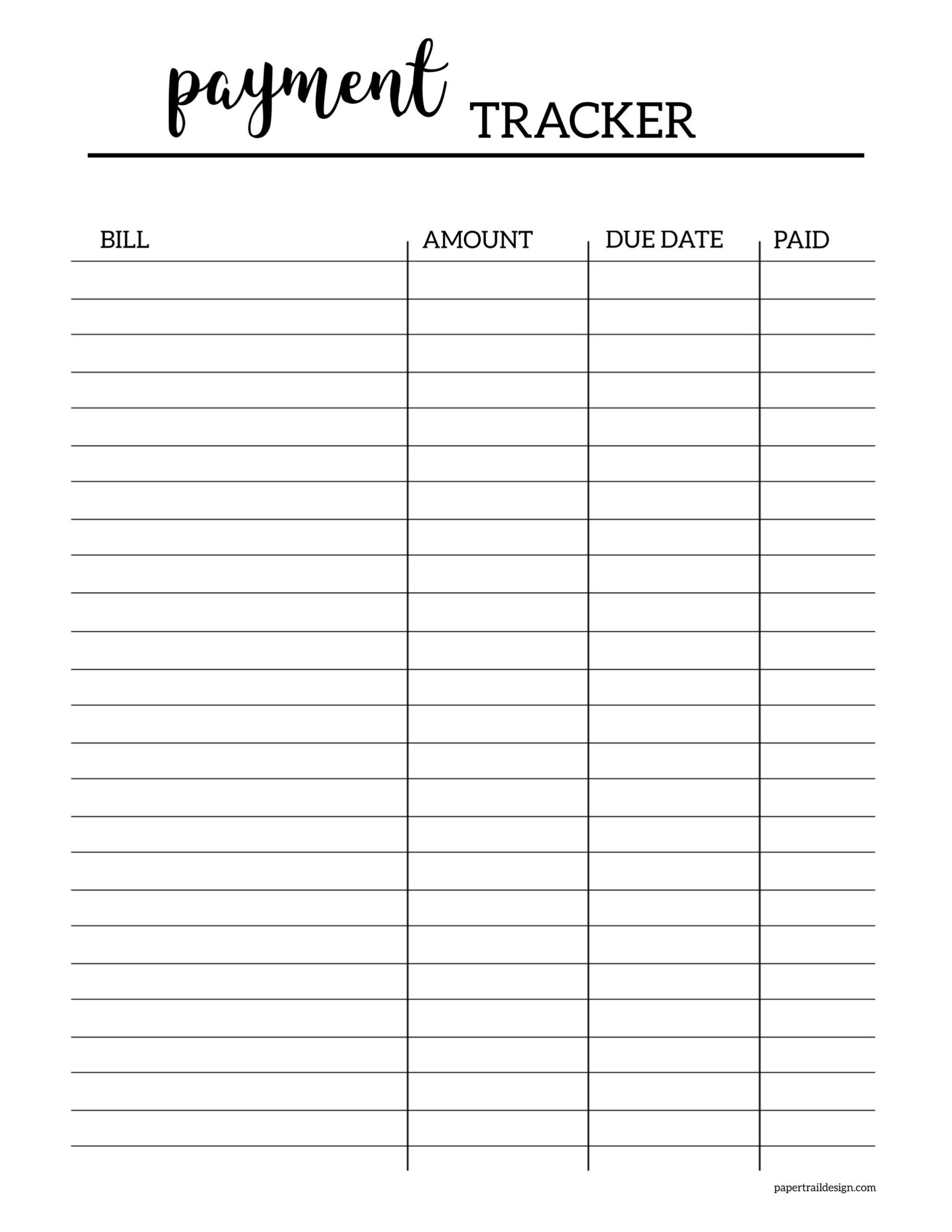 Free Printable Monthly Bill Template