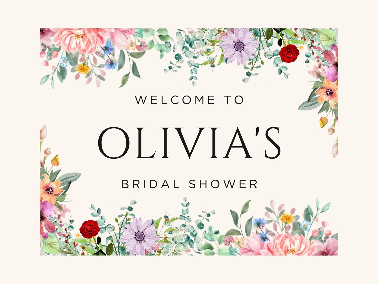 Free Printable Floral Welcome Sign Template