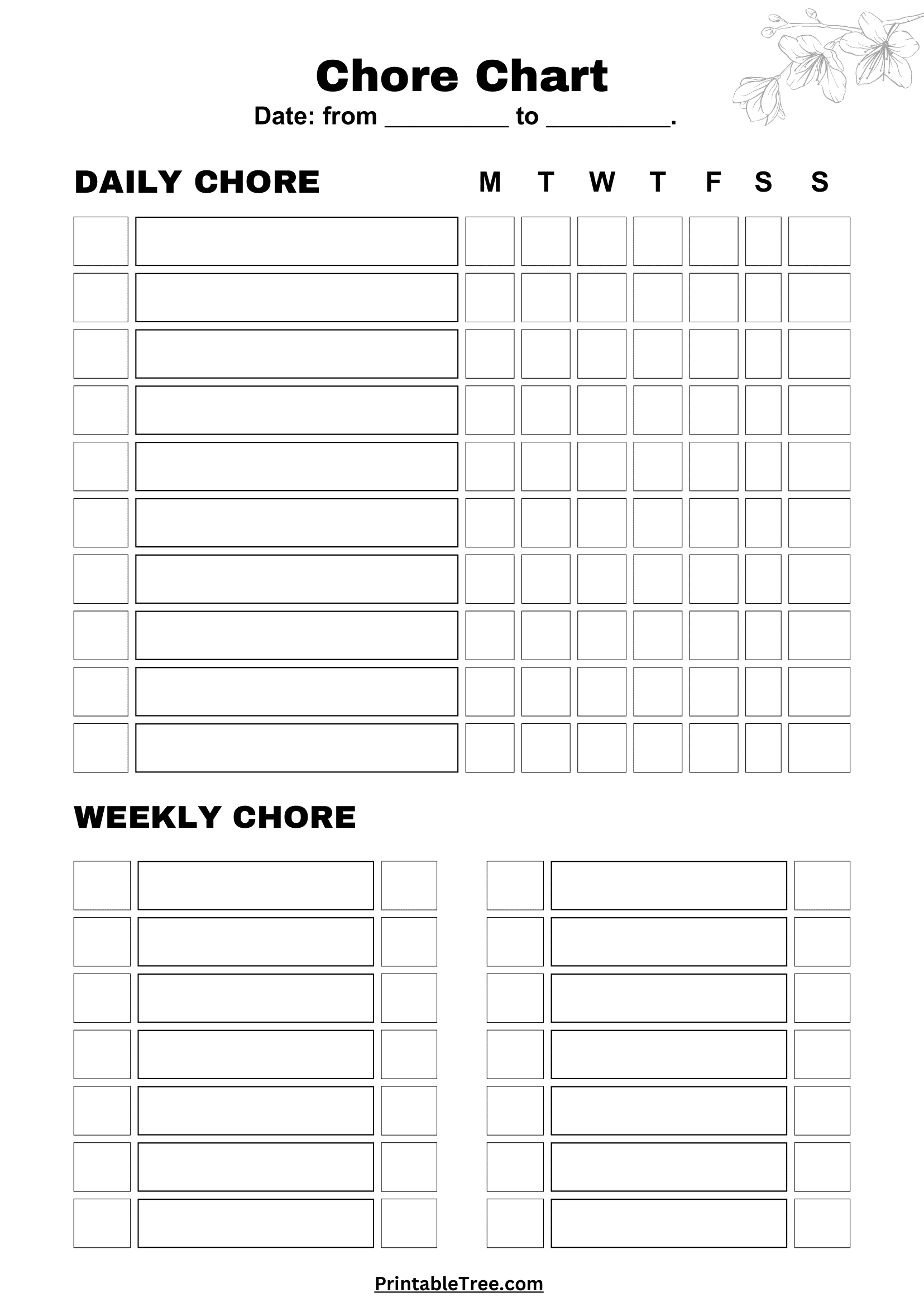Free Printable Chore Template