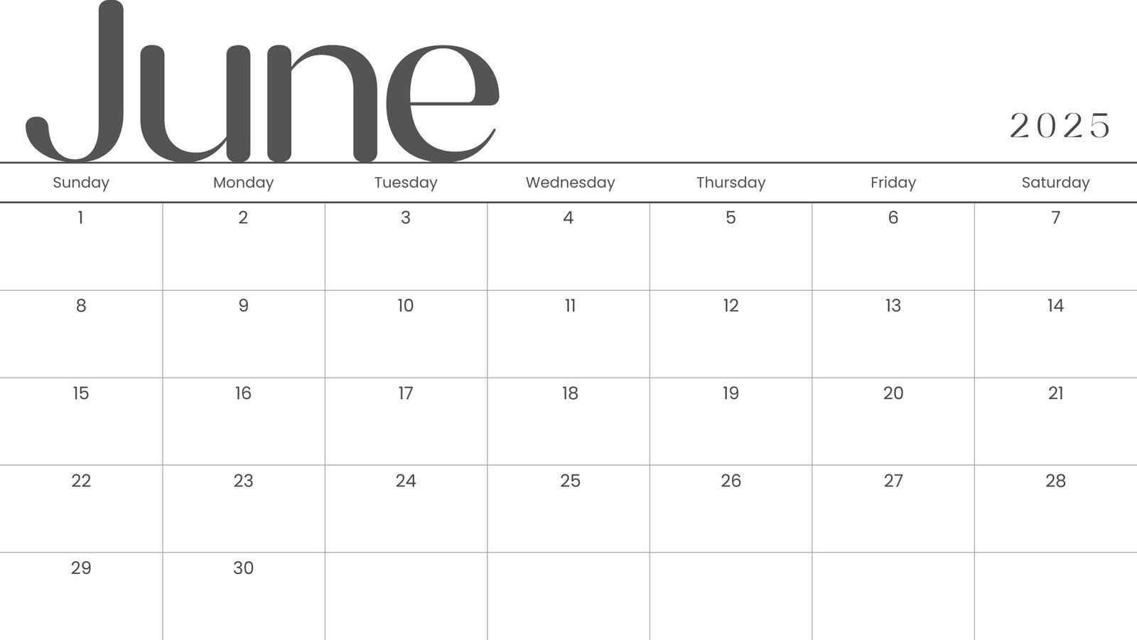 Free Printable Calendar Templates June