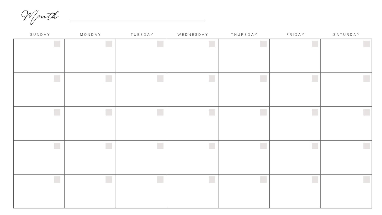 Free Printable One Month Calendar Template