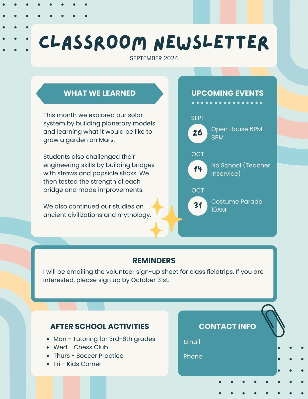 Simple Printable Newsletter Templates Free