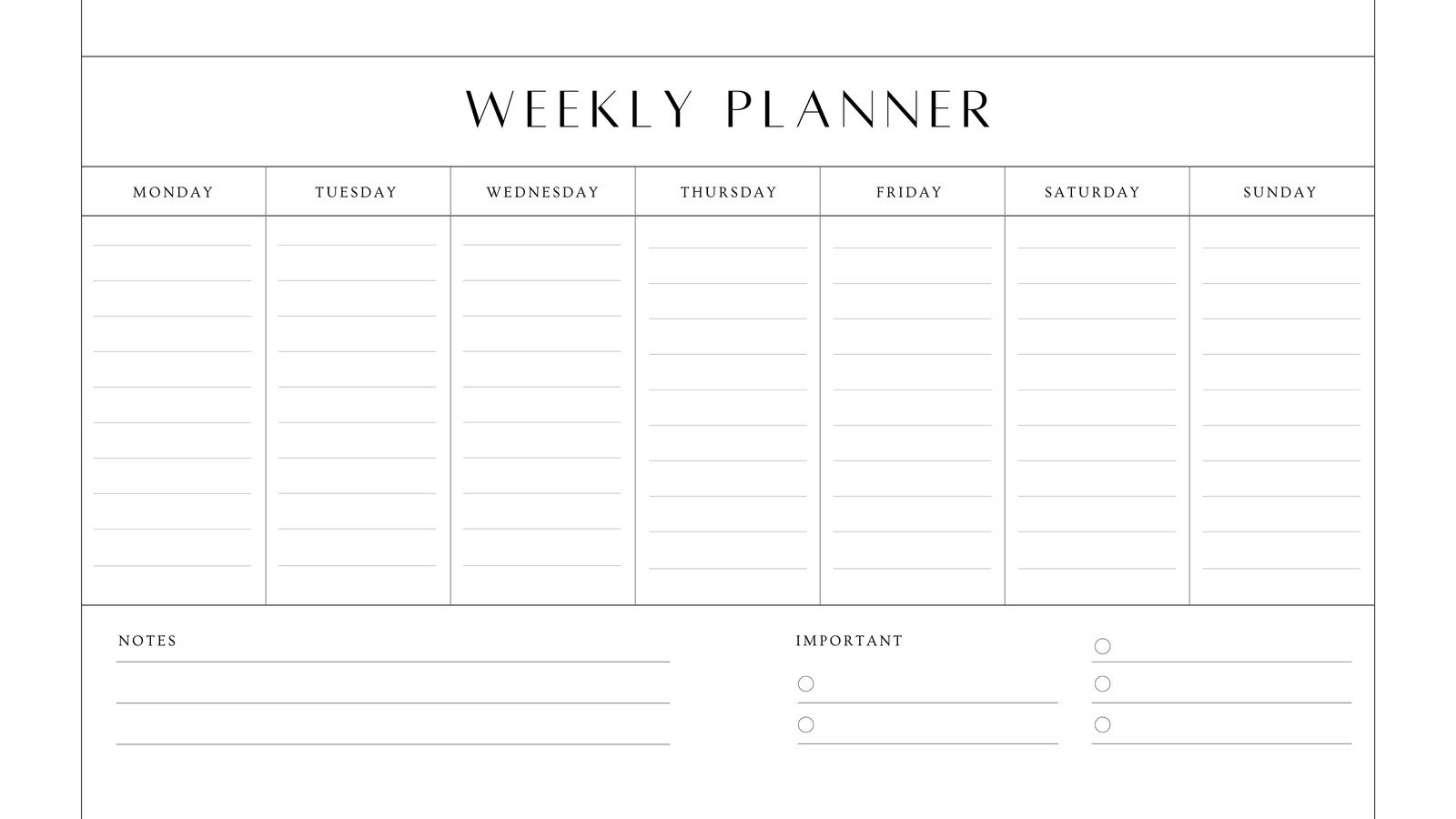 Weekly Calendar Blank Printable