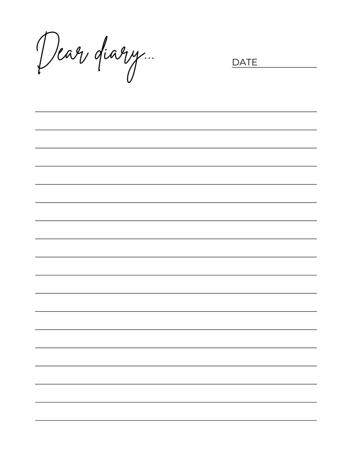 Free Dear Diary Template Printable