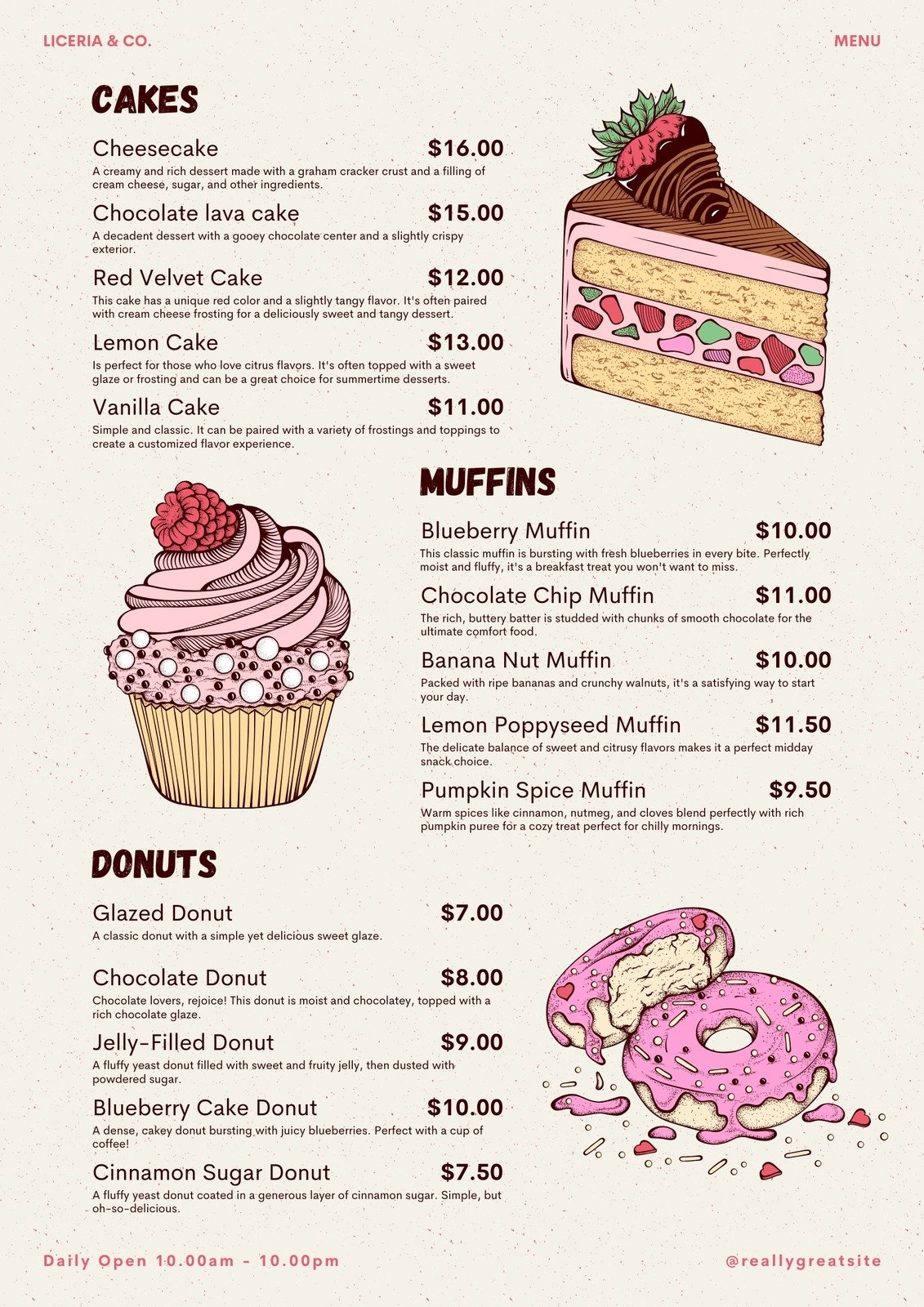 Free Printable Editable Dessert Menu Templates Canva