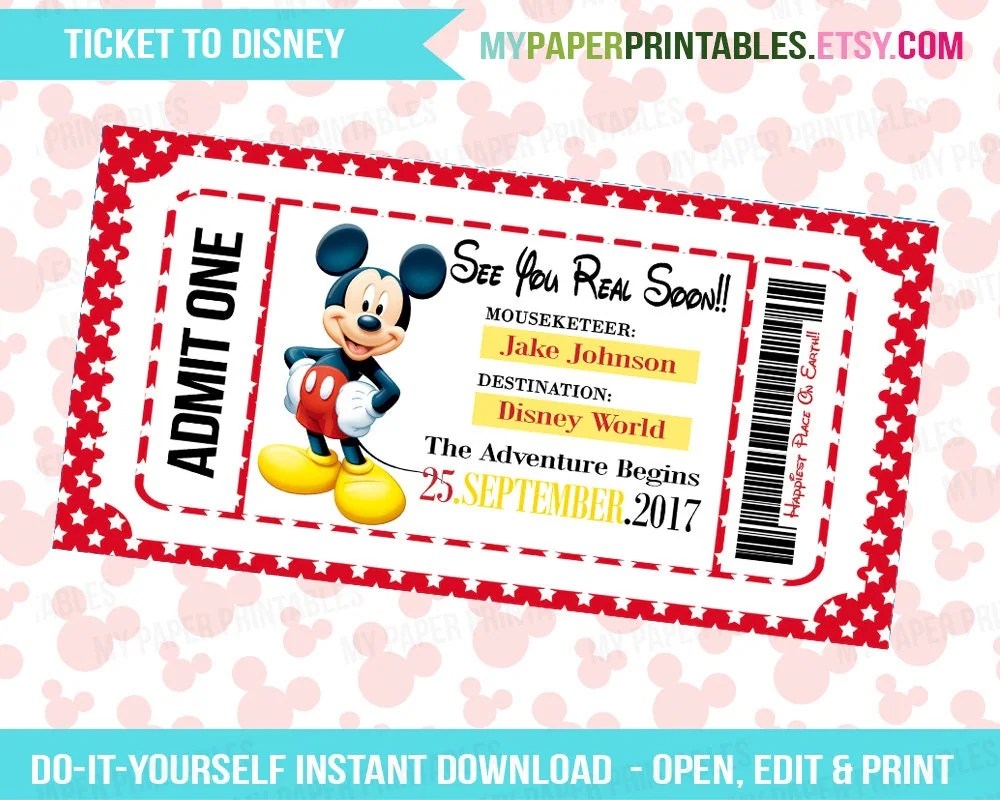 Disneyland Tickets Free Printable Template