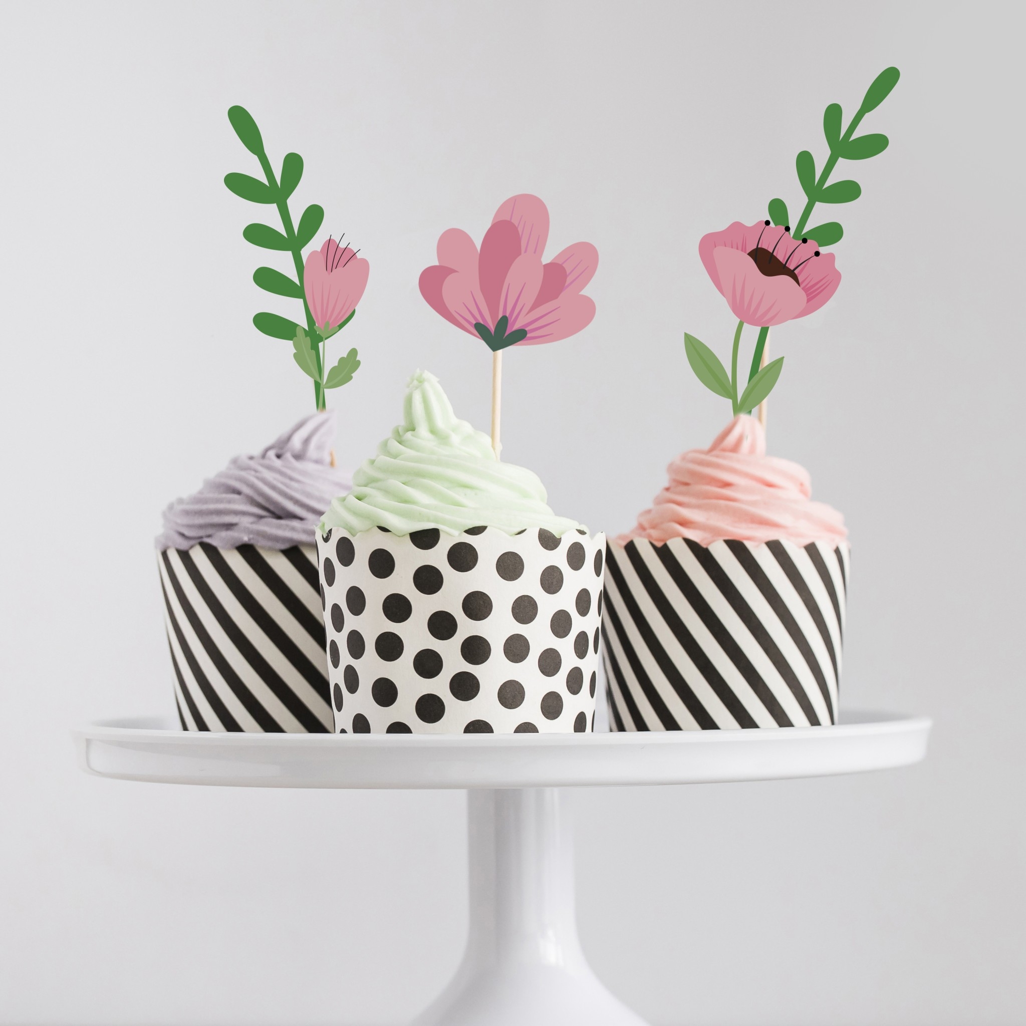 Free Printable Floral Cupcake Toppers Brooklyn Berry Designs