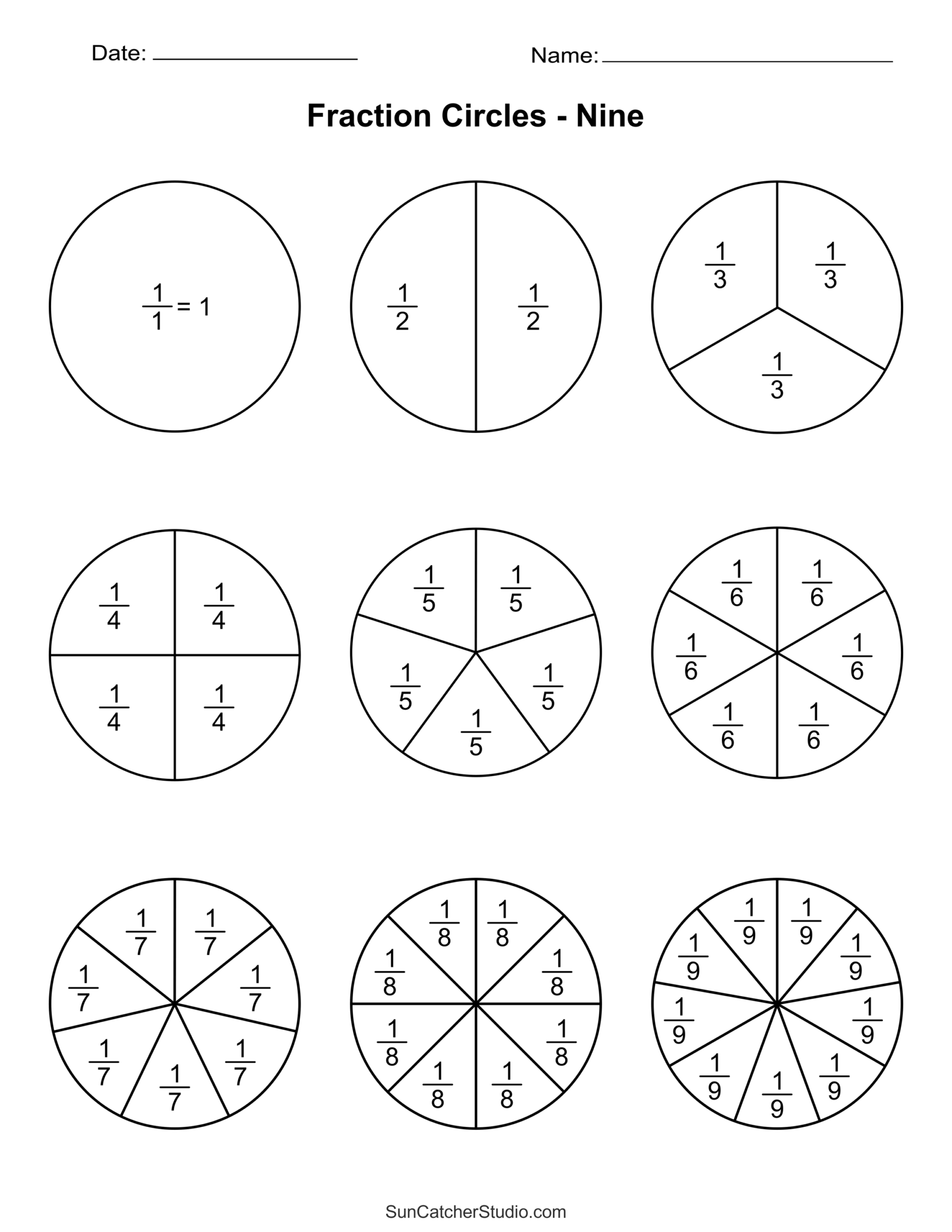 Free Printable Fraction Circles Templates And Worksheets Free Printables Monograms Design Tools Patterns U0026 DIY Projects