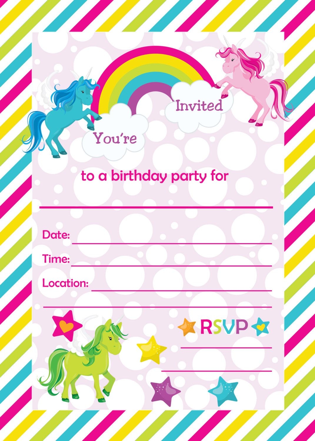 Free Printable Unicorn Invitation Templates