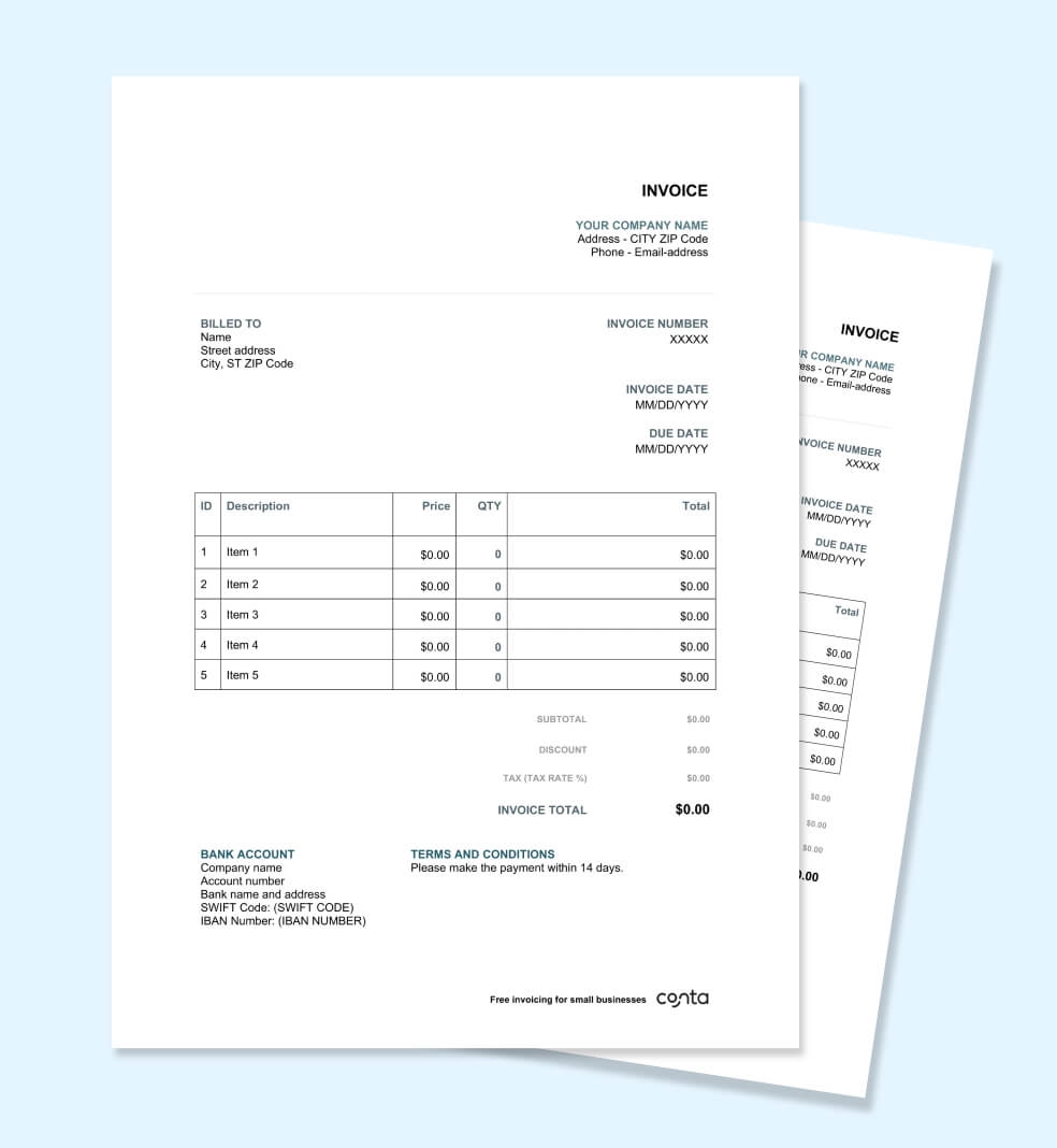 Invoice Templates Free Printable