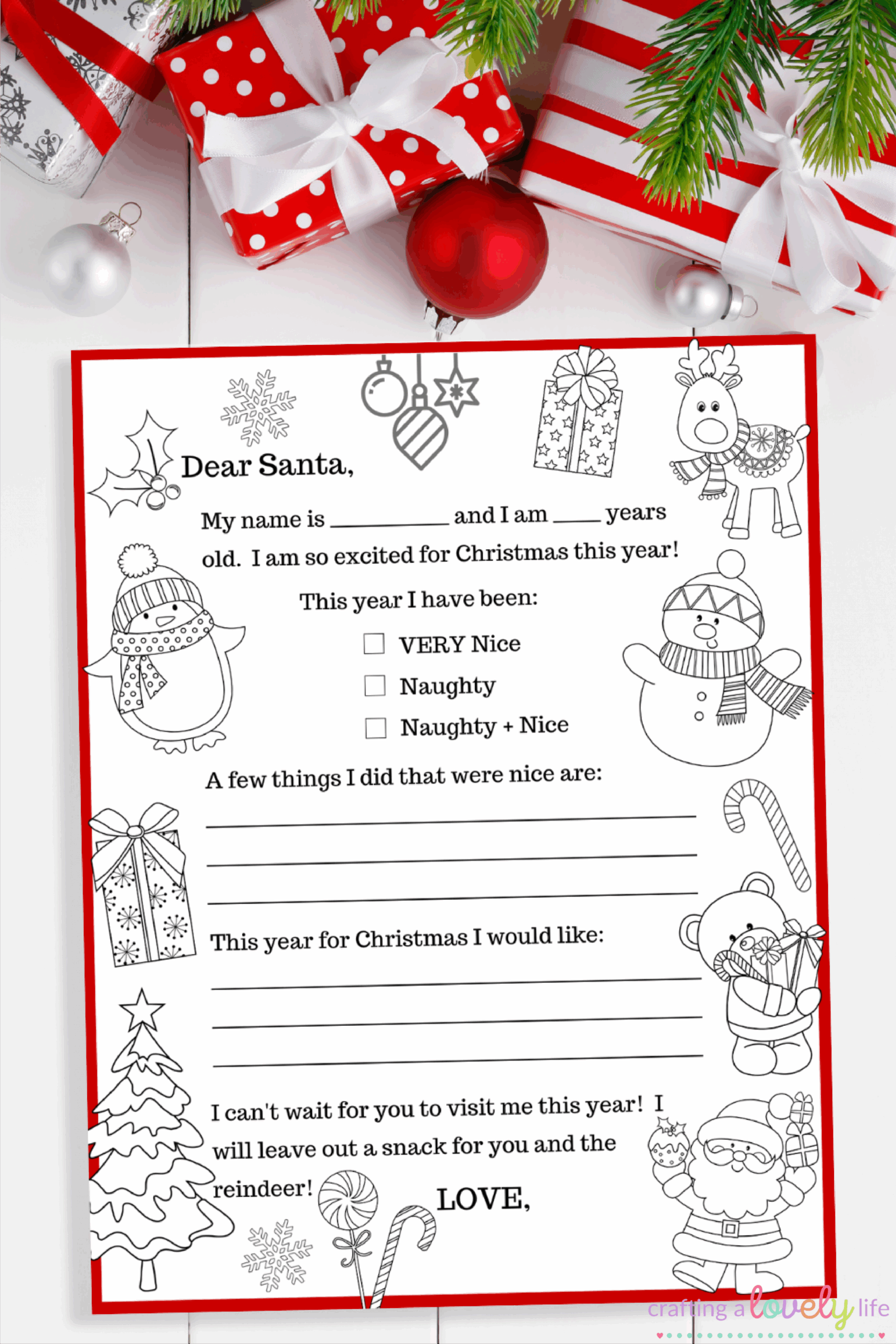 Coloring Free Printable Santa Letter Template