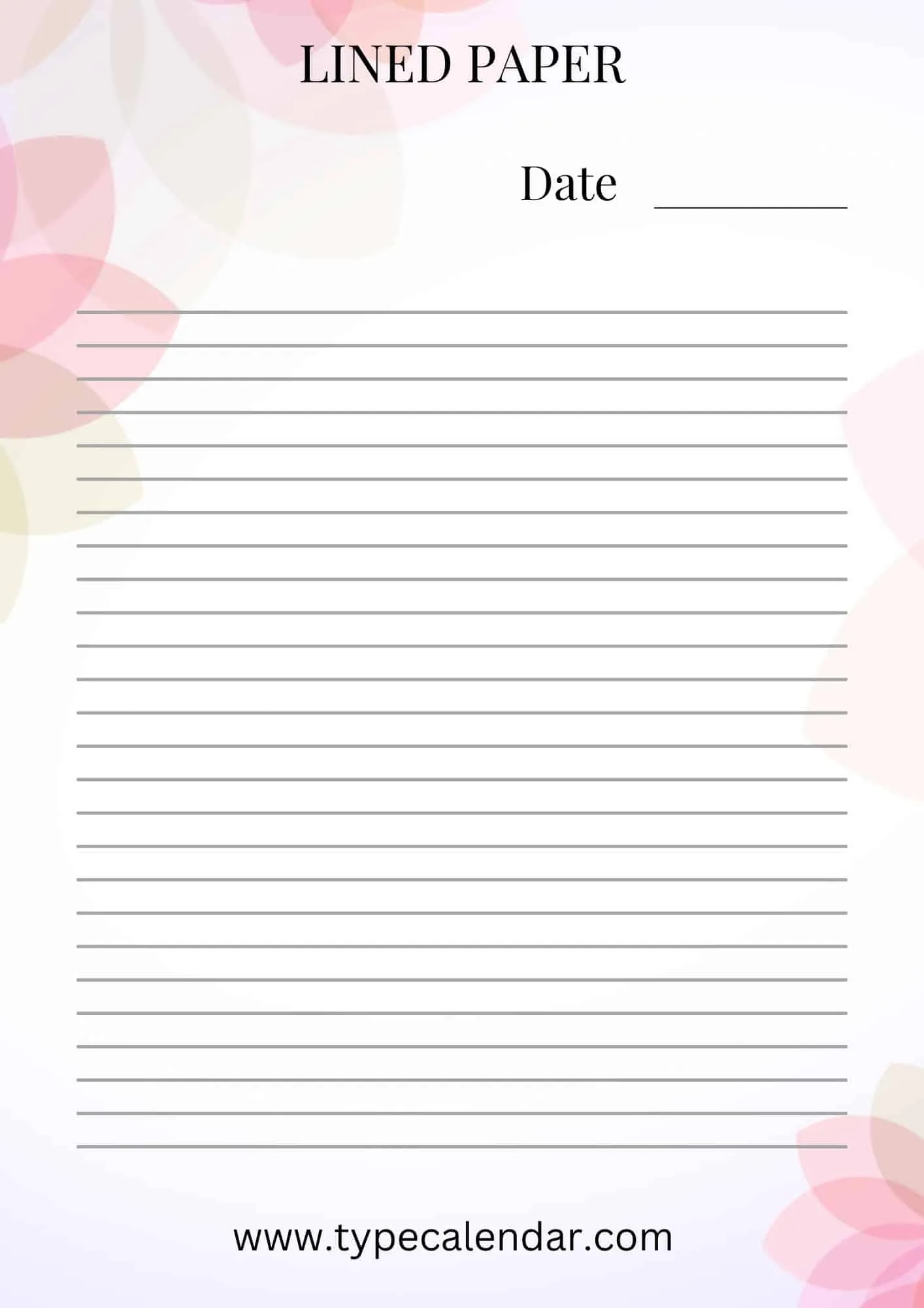 Blank Lined Paper Free Printable
