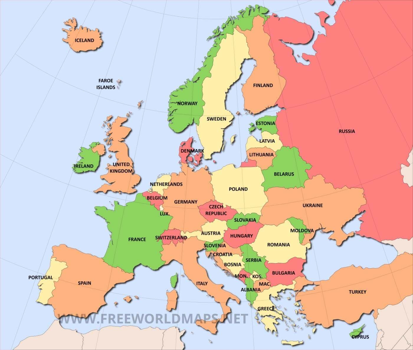 Europe Blank Free Printable