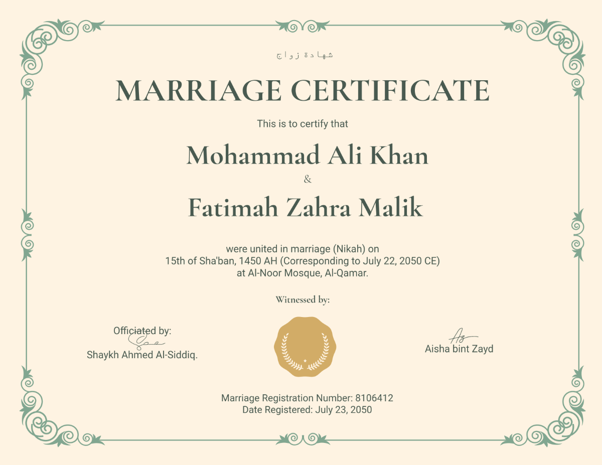 Free Printable Marriage Certificate Template