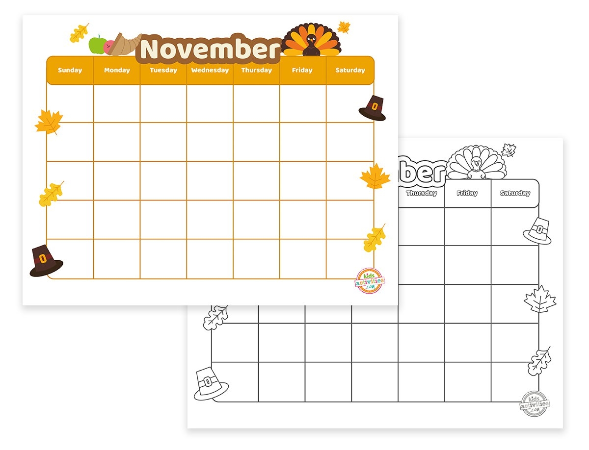 November Calendar Printable Blank