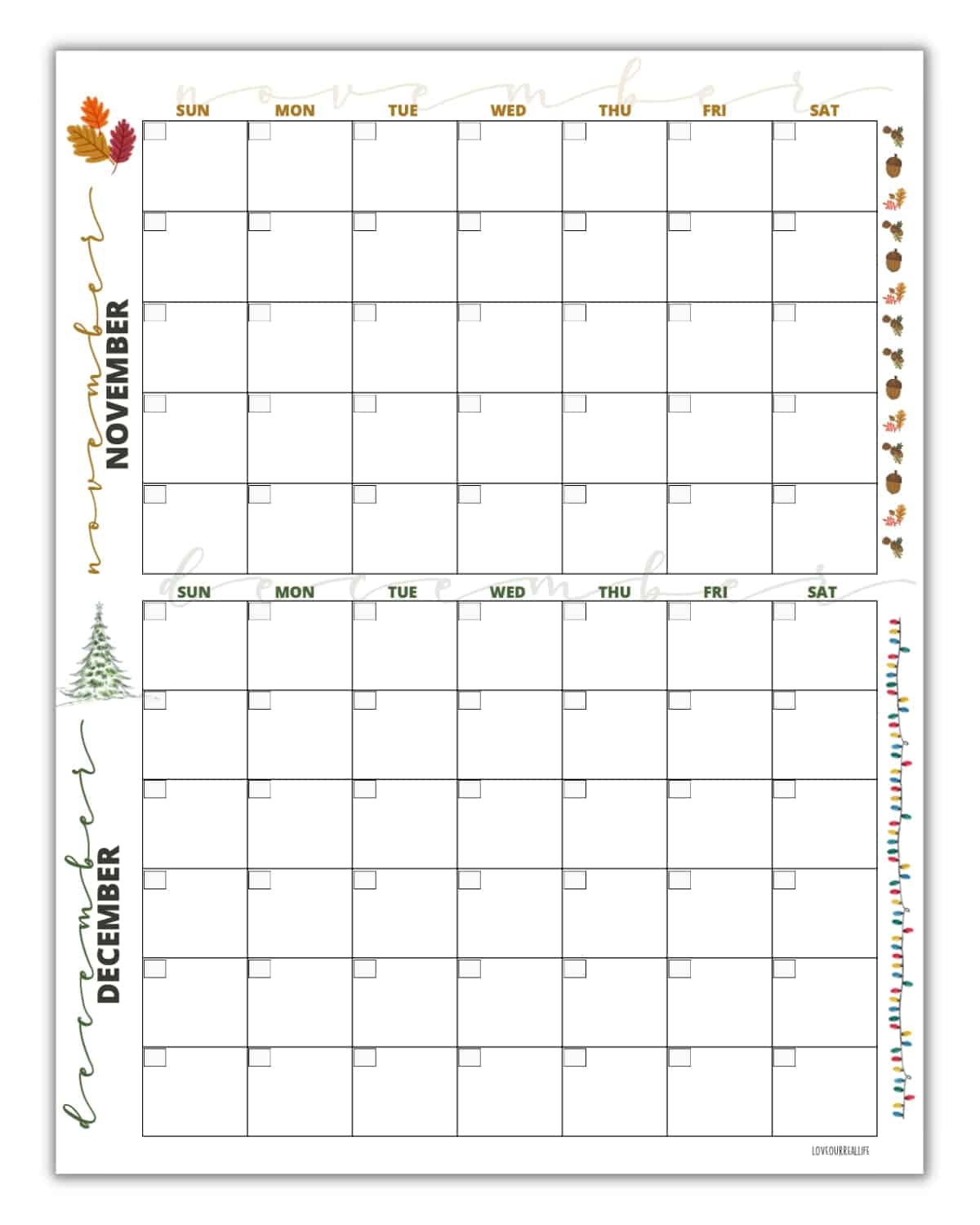 Free Printable December Calendar Template