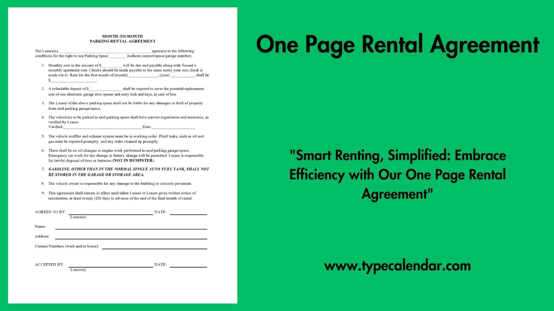 Free Blank Printable Rental Agreement