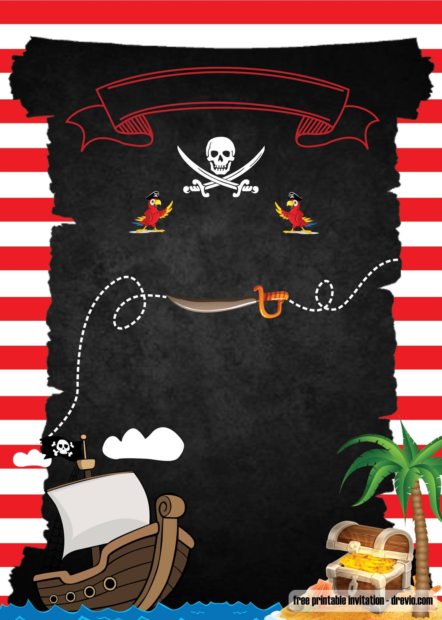 Free Printable Pirate Birthday Invitation Templates