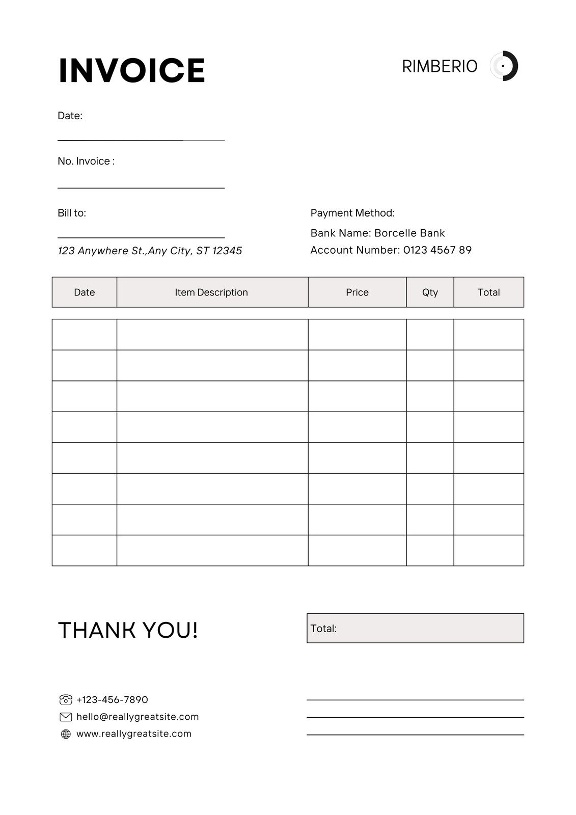 Invoice Templates Printable Free