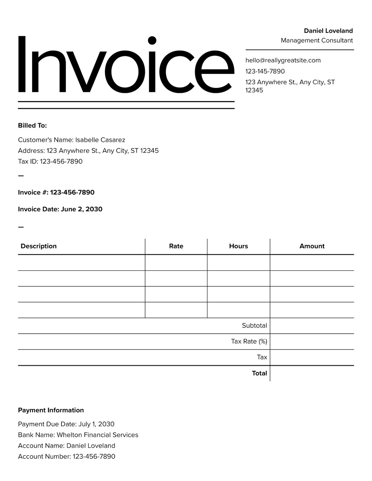 Free Printable Invoice Templates For Mac