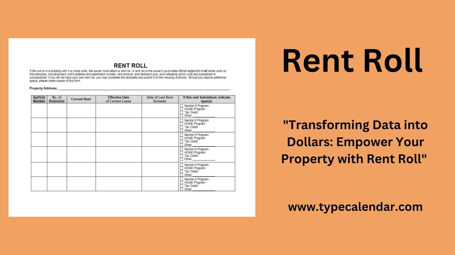 Free Printable Rent Roll Template Pdf