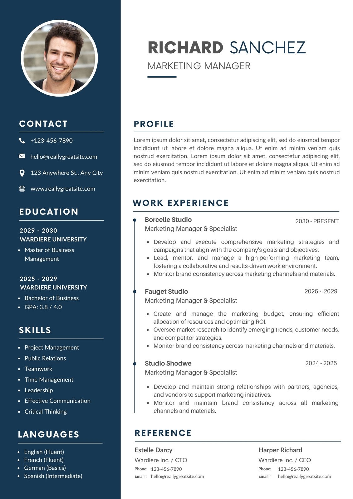 Free Printable Professional Resume Template