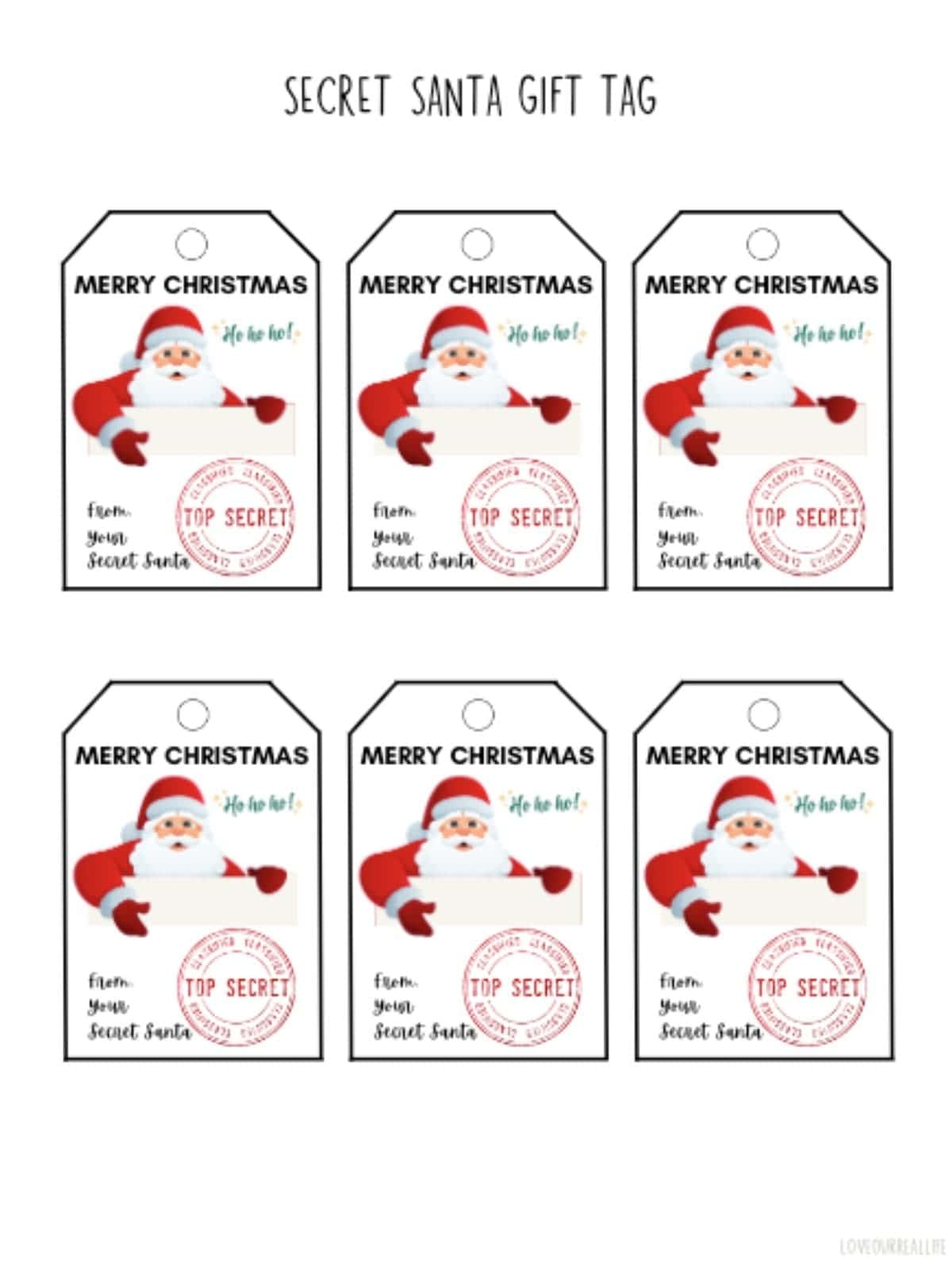 Free Secret Santa Printable Gift Tags