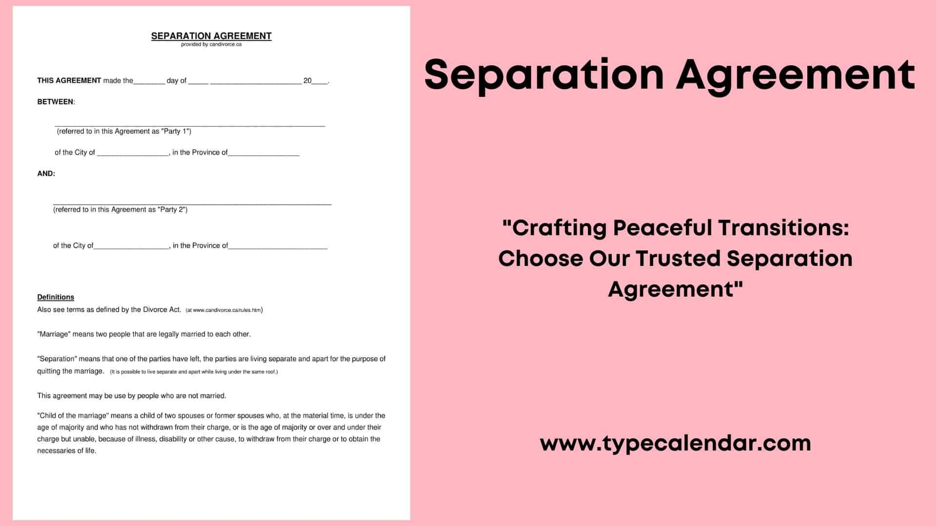 Free Printable Separation Agreement Template Word