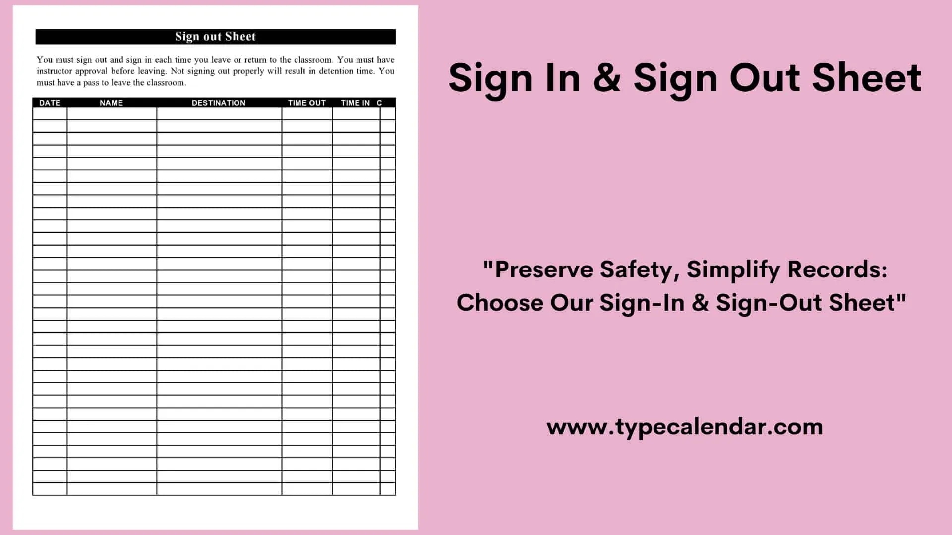 Sign In Sheet Template Free Printable