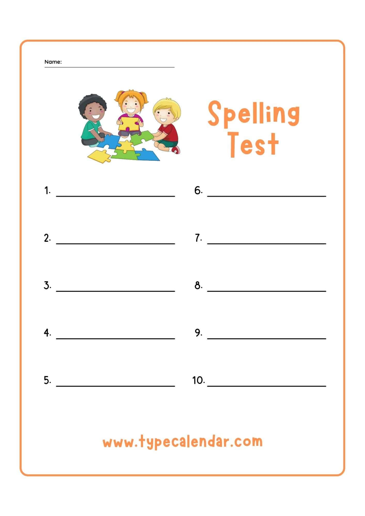 Free Printable Spelling Test Template