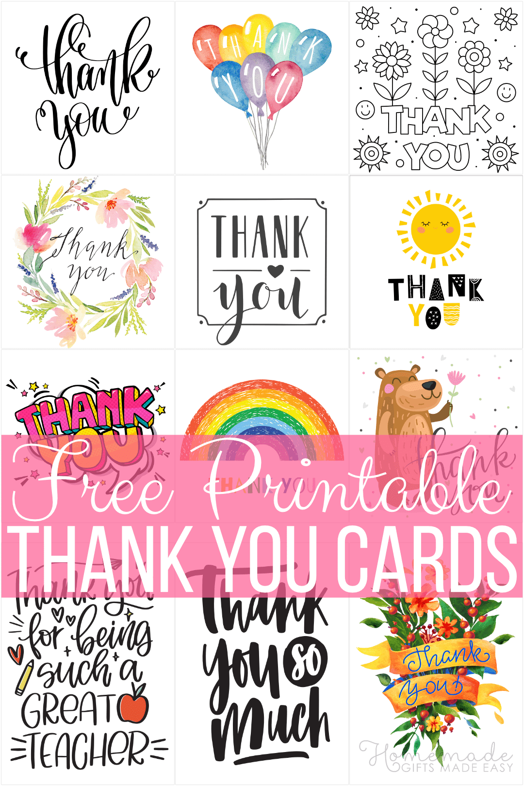 Thank You Card Template Printable Free