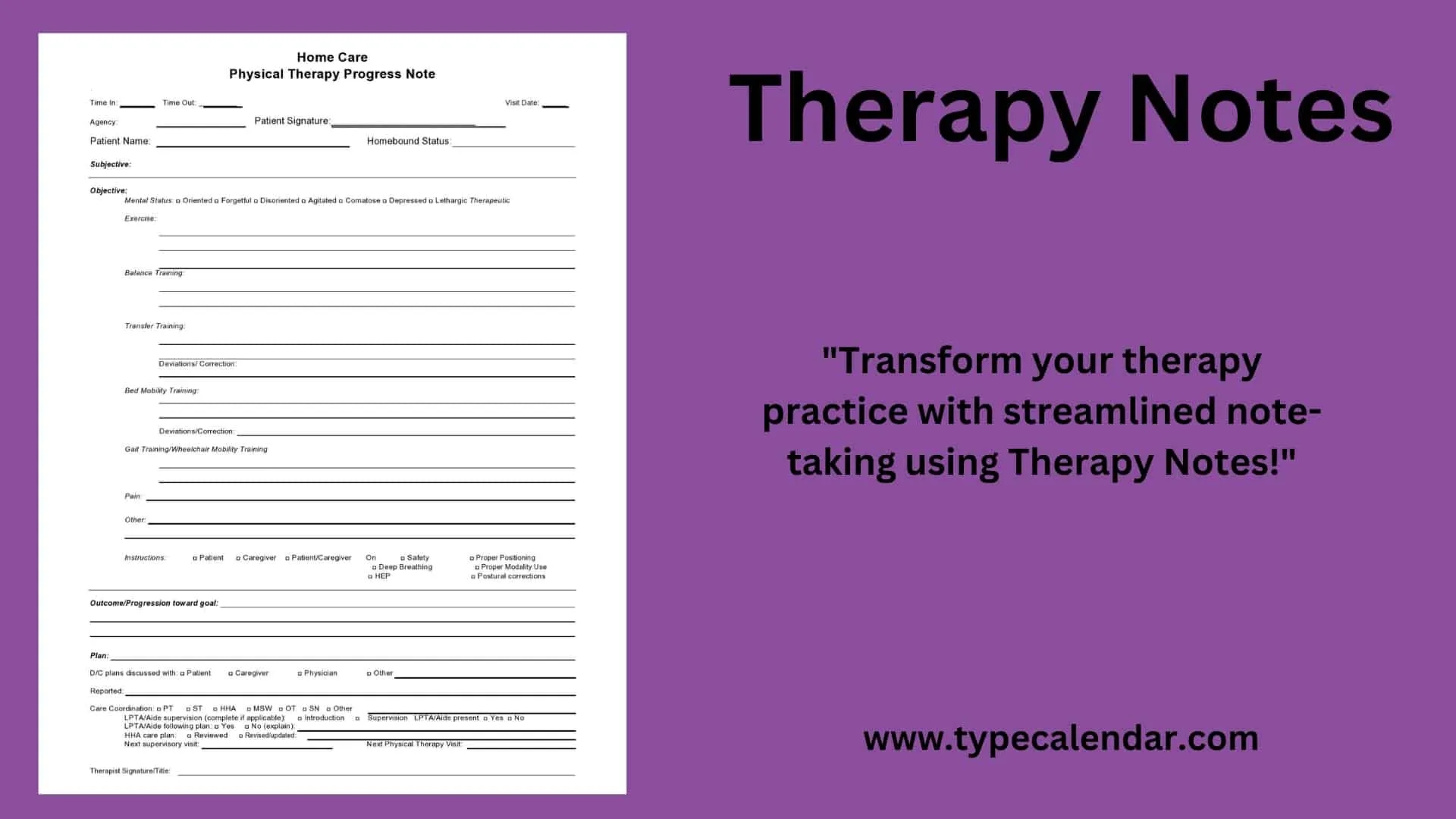 Printable Blank Progress Note Template