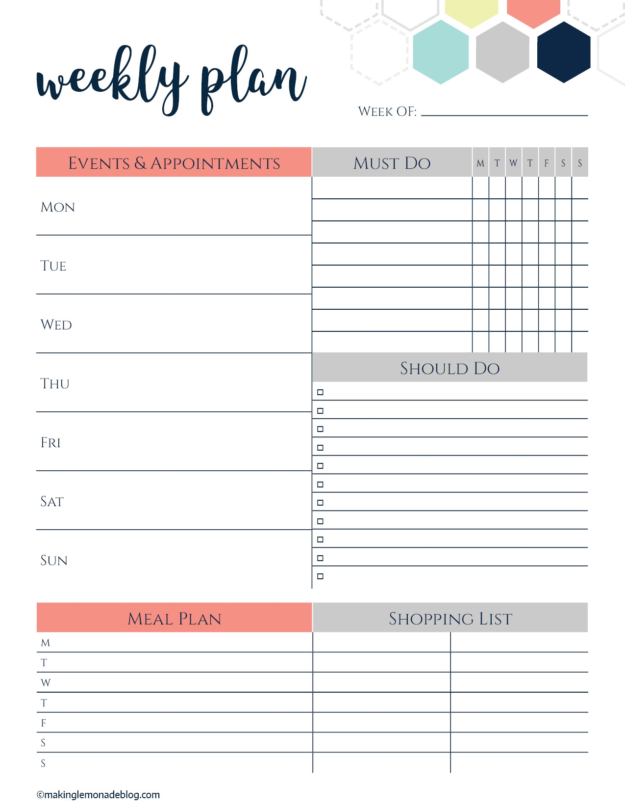 Free Printable Planner Templates