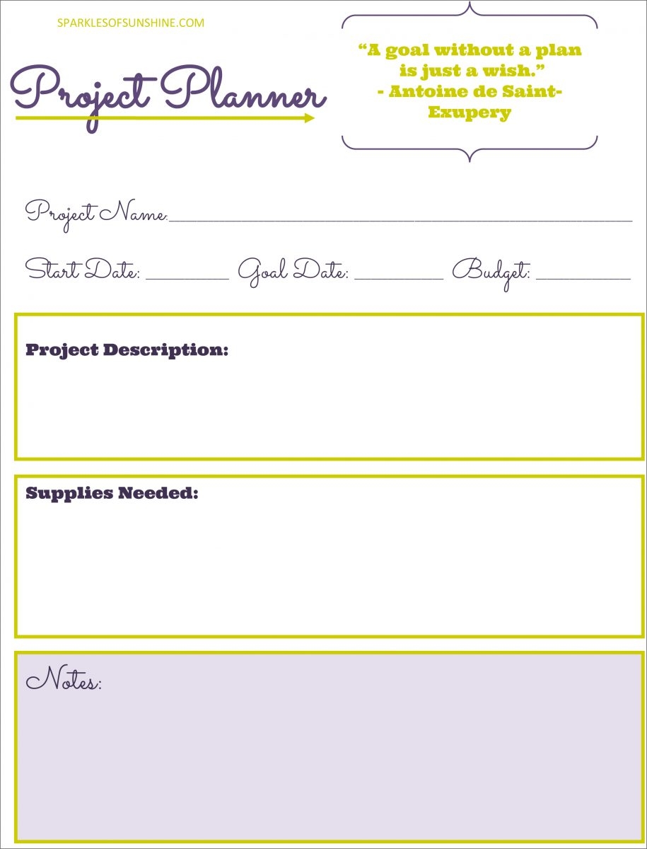 Free Printable Project Planner Template