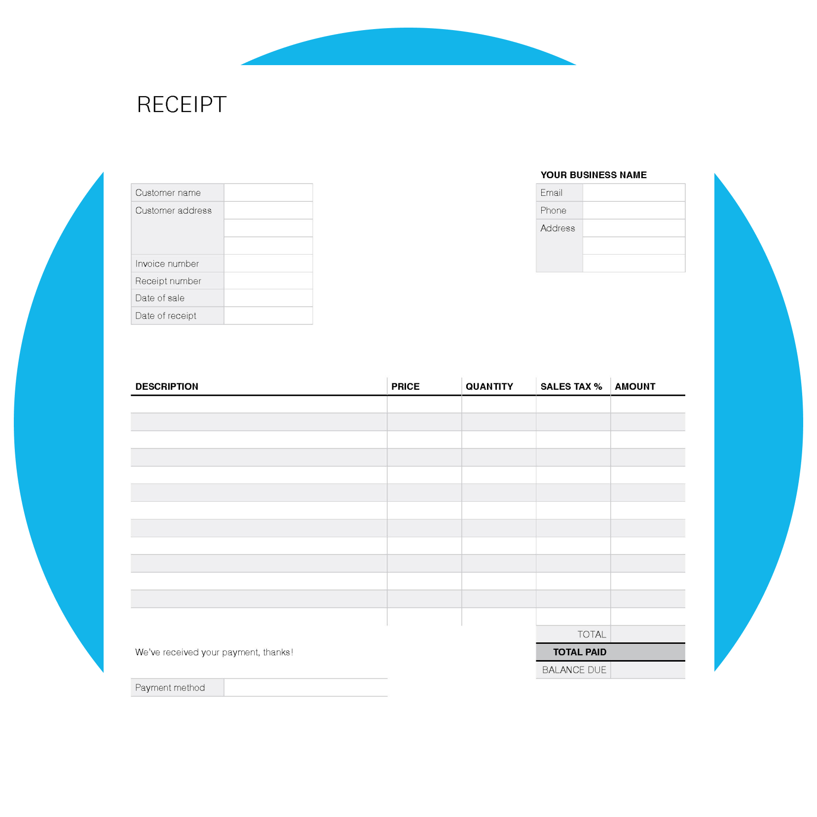 Printable Blank Receipt Templates