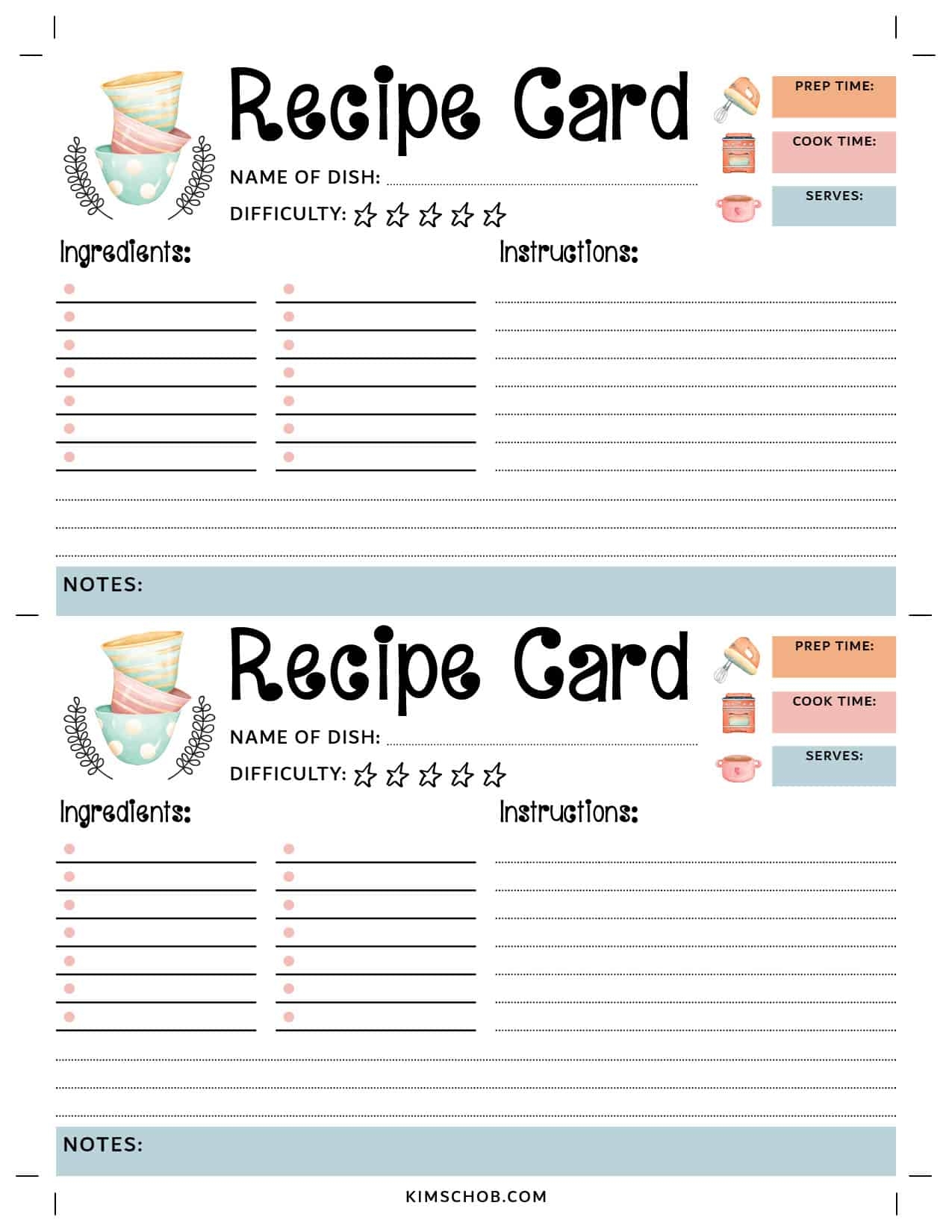 Free Printable 4x6 Card Template