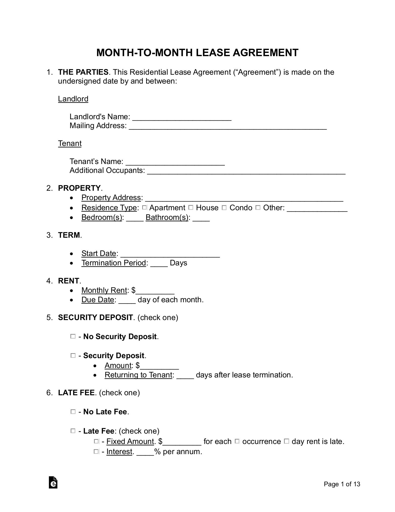Free Rental Lease Agreement Templates 15 PDF Word EForms