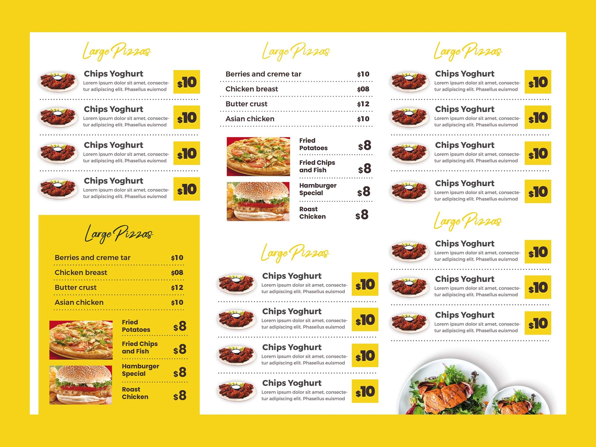 Free Printable Trifold Restaurant Menu Templates