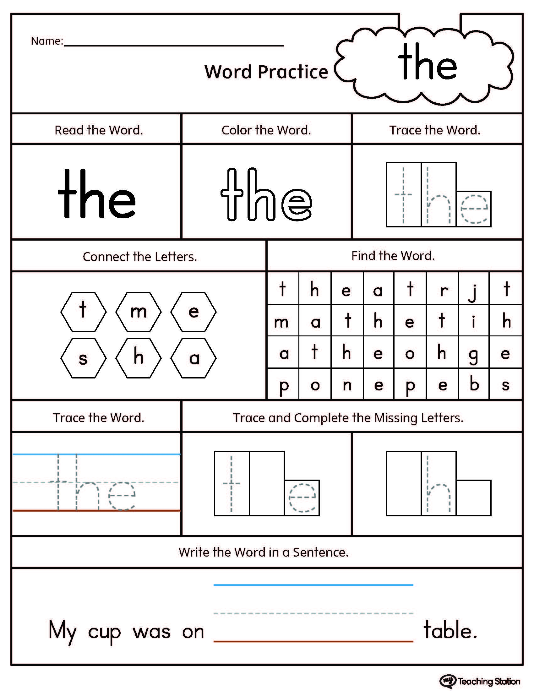 Sight Word Worksheets Free Printable