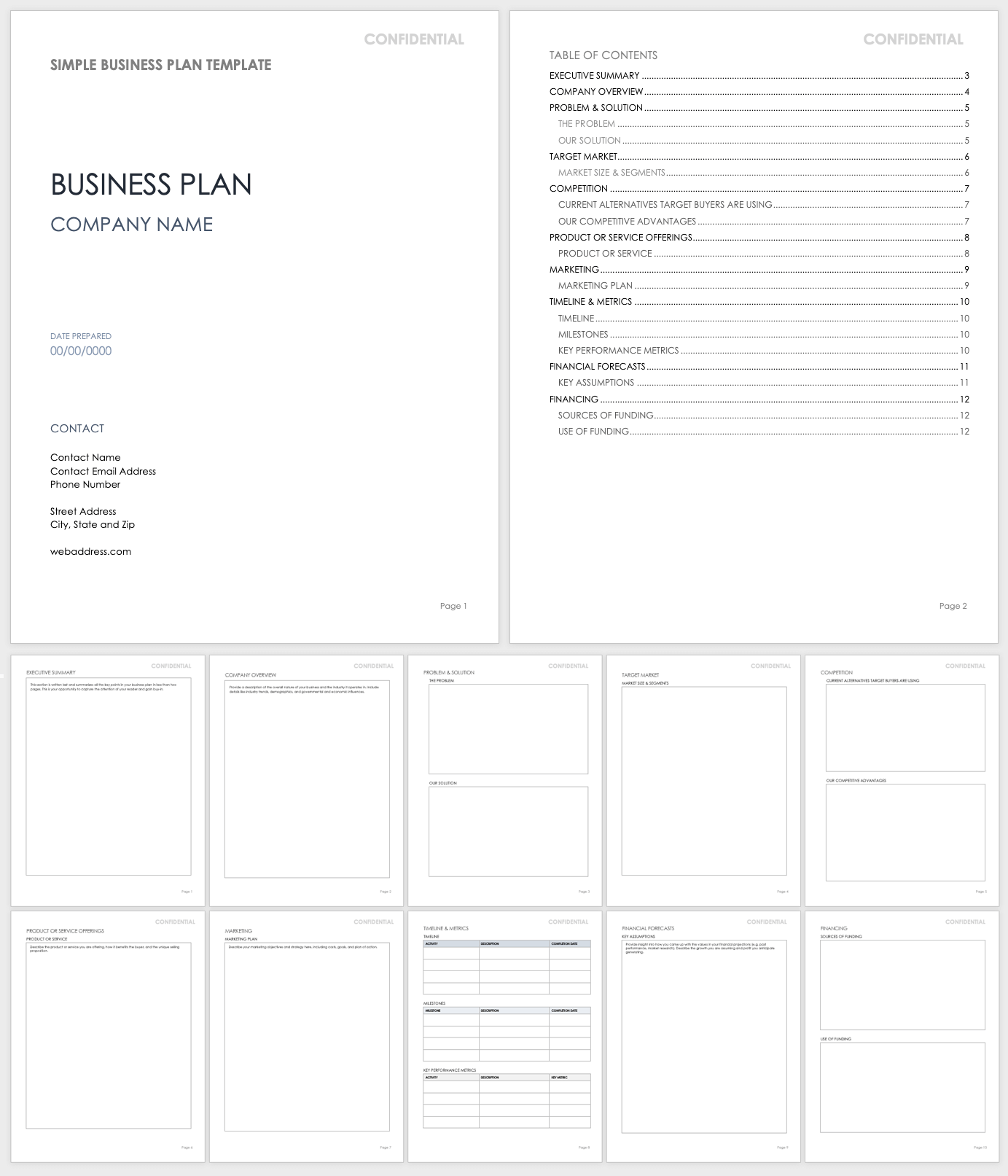 Free Printable Business Plan Template