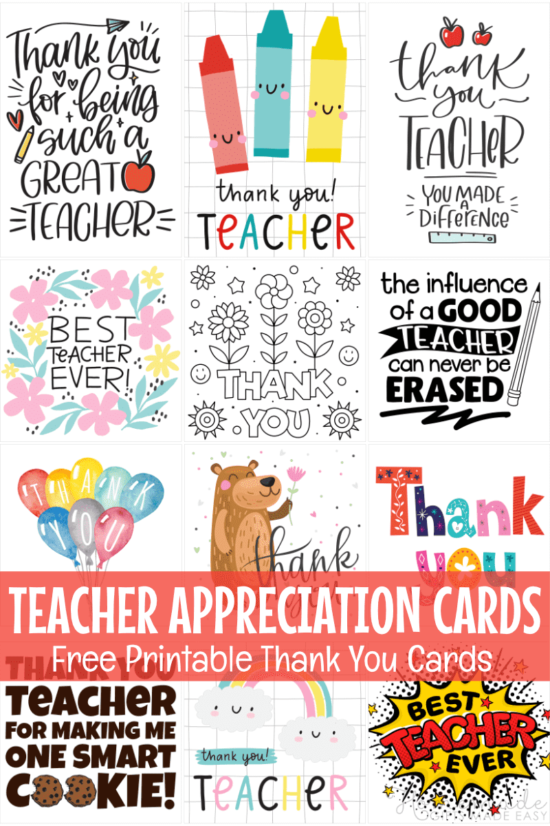 Free Printable Teacher Appreciation Cards Pdf