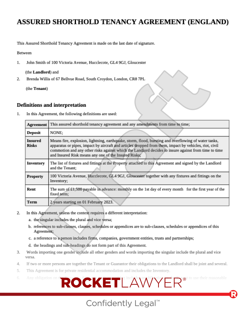 Free Tenancy Agreement Template FAQs Rocket Lawyer UK