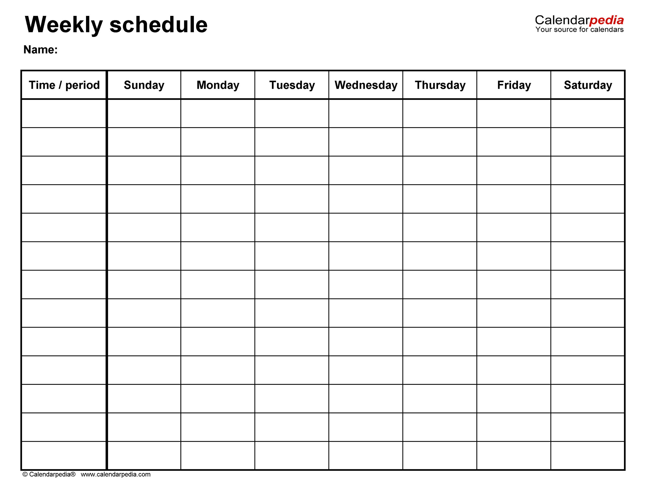 Free Weekly Schedules For PDF 24 Templates
