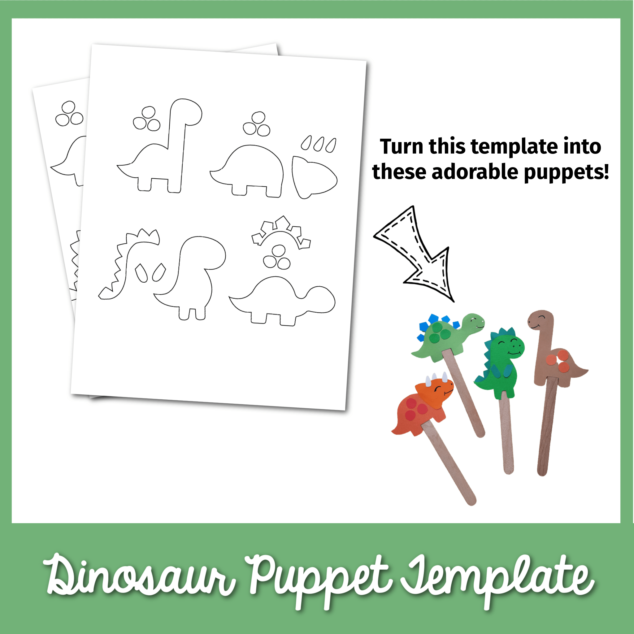 Fun U0026 Easy Paper Dinosaur Puppet Craft Free Template Frosting 