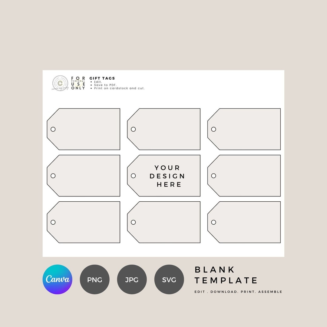 Gift Tags Template Instant Download Easy To Use Etsy