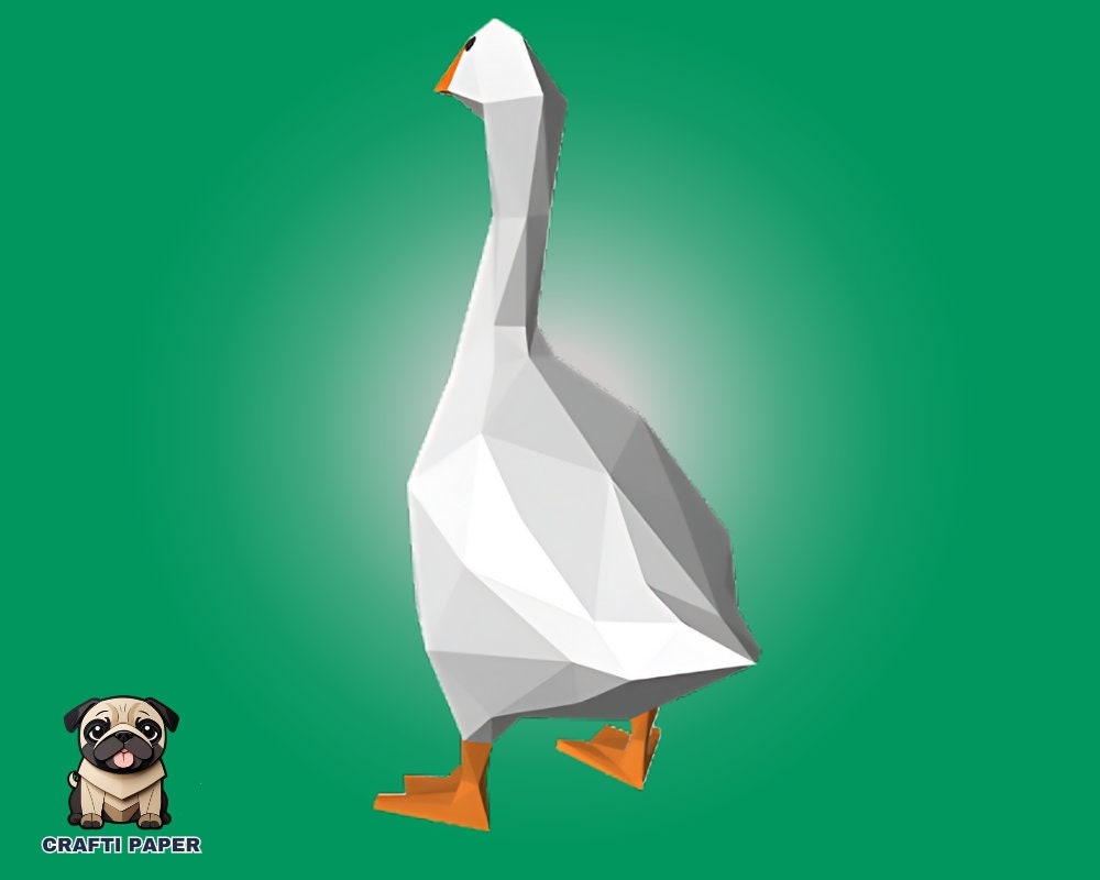 Goose Papercraft Template Diy Animal Papercraft 3d Template DXF PDF Template Paper Model Low Poly Bird Papercraft Etsy