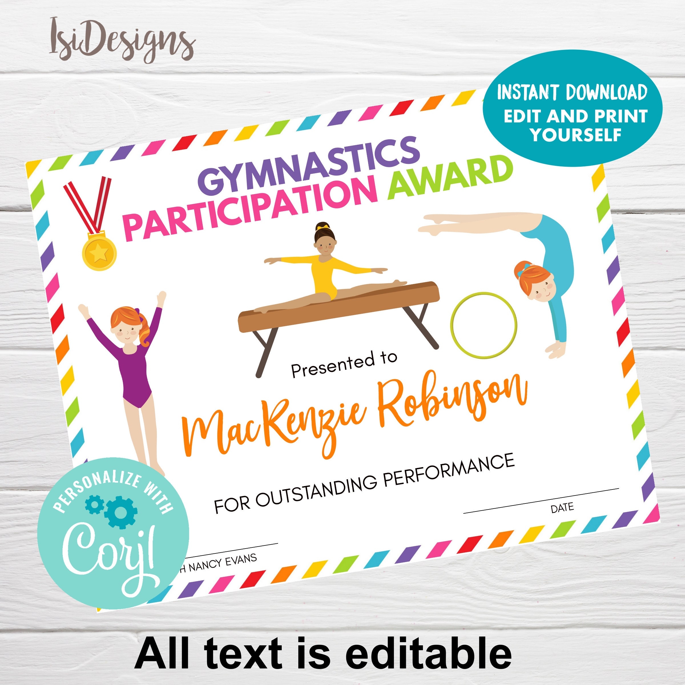 Printable Gymnastics Certificate Template Free