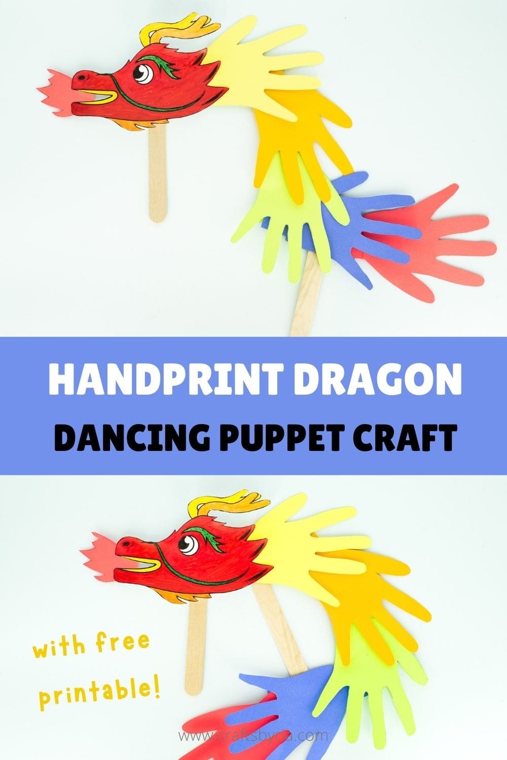 Handprint Dragon Puppet Chinese New Year Craft Crafts By Ria