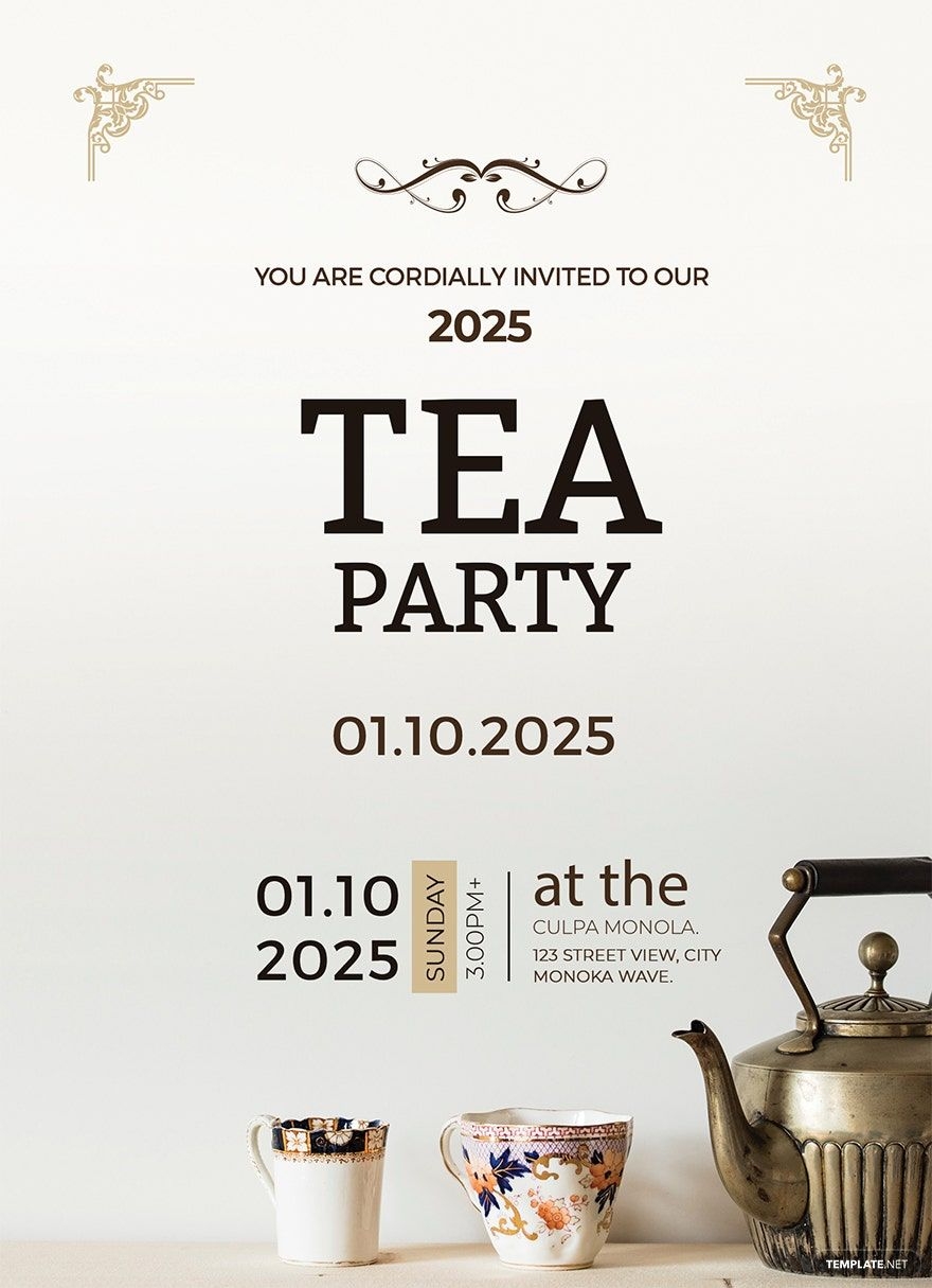 High Tea Party Invitation Card Template In Word PSD Publisher Pages Illustrator Outlook Download Template